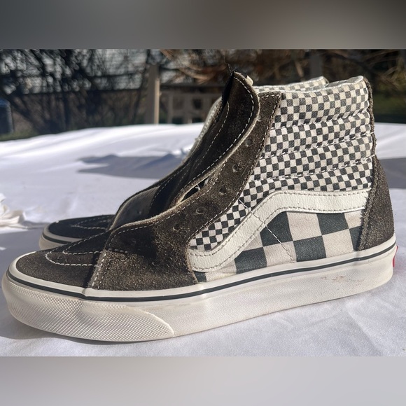 Vans | Women’s Suede Filmore Brown and White Checker Mix High Tops | Size 6 - Picture 4 of 12